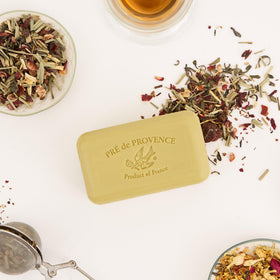 Pre de Provence Green Tea Soap Bar on a sink