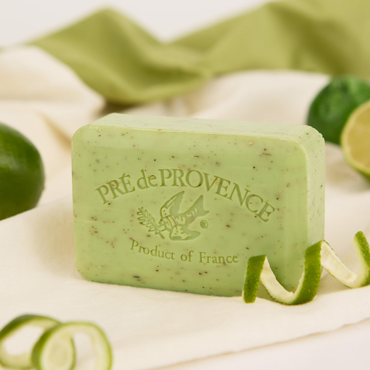 Pre de Provence Lime Zest Soap Bar on a sink