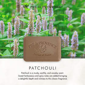 Pre de Provence Patchouli soap bar side view