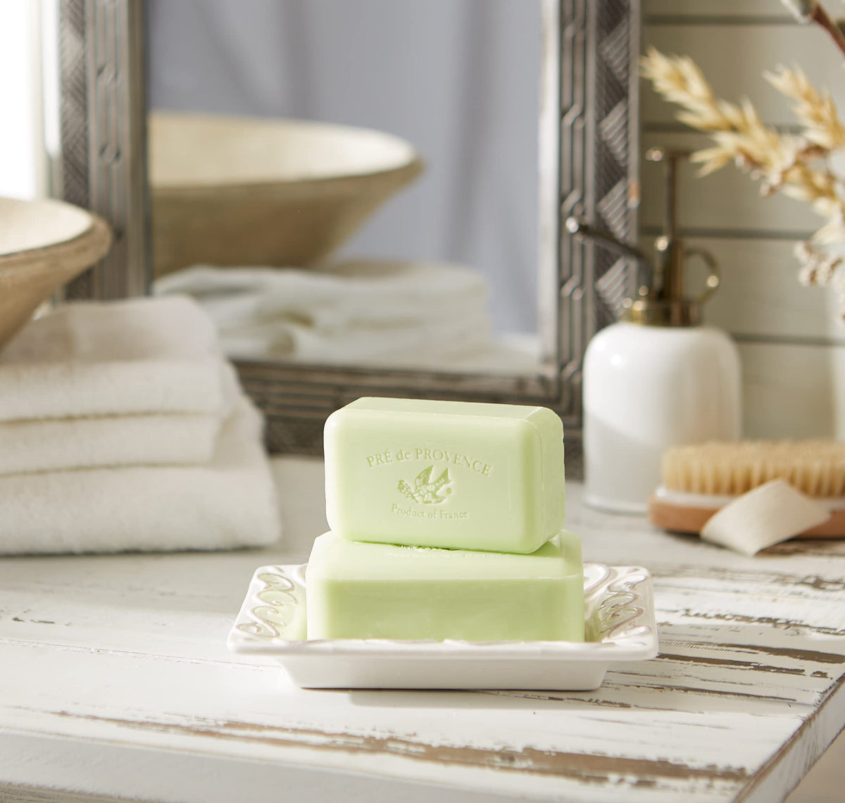 Pre de Provence soap bar in a bathroom setting