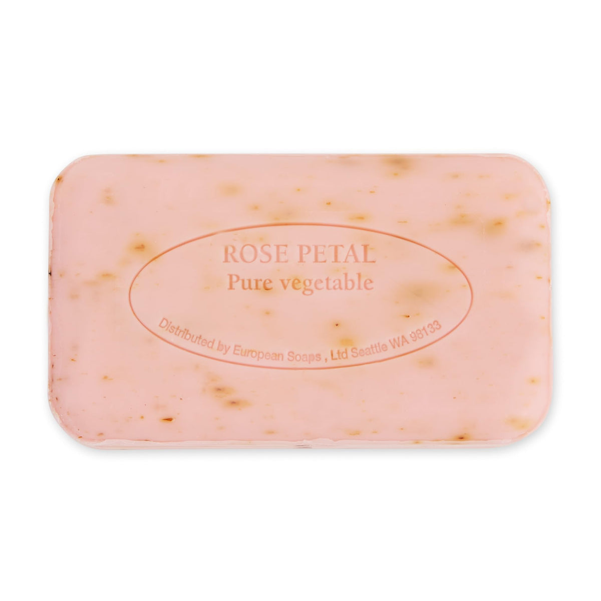 Pre de Provence soap bar packaging with rose petal scent description