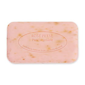 Pre de Provence soap bar packaging with rose petal scent description