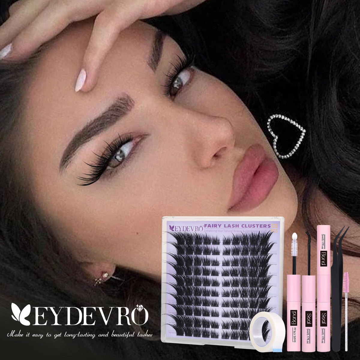 Precision lash tweezers from EYDEVRO Fairy Lash Clusters Kit