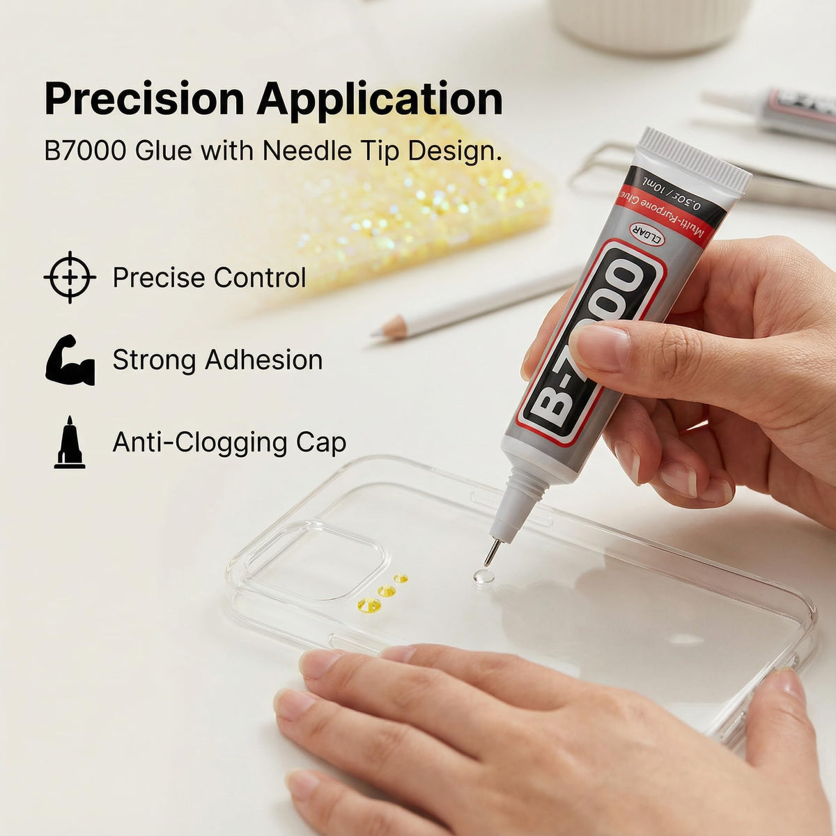 Precision tweezers and wax picker pencil for rhinestone application