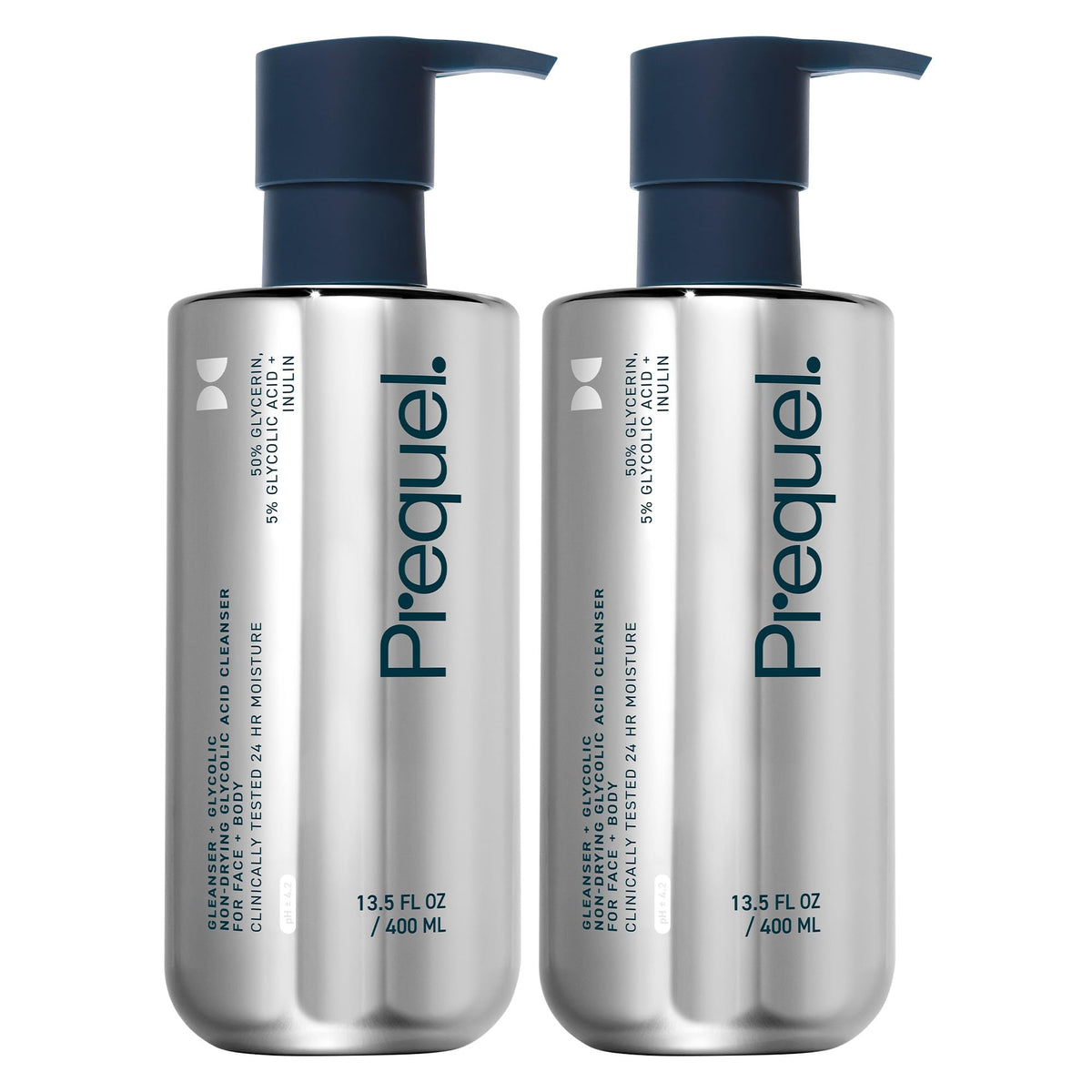 Prequel Glycolic Cleanser 2-Pack front view with pump bottles