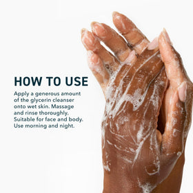 Prequel Glycolic Cleanser being applied to wet skin