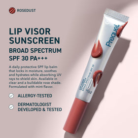 Prequel Lip Visor Tinted Lip Balm SPF 30 Rosedust packaging