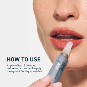Prequel Lip Visor Tinted Lip Balm SPF 30 Rosedust texture close-up