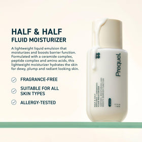 Prequel Skin Half and Half Fluid Moisturizer back view showing ingredients