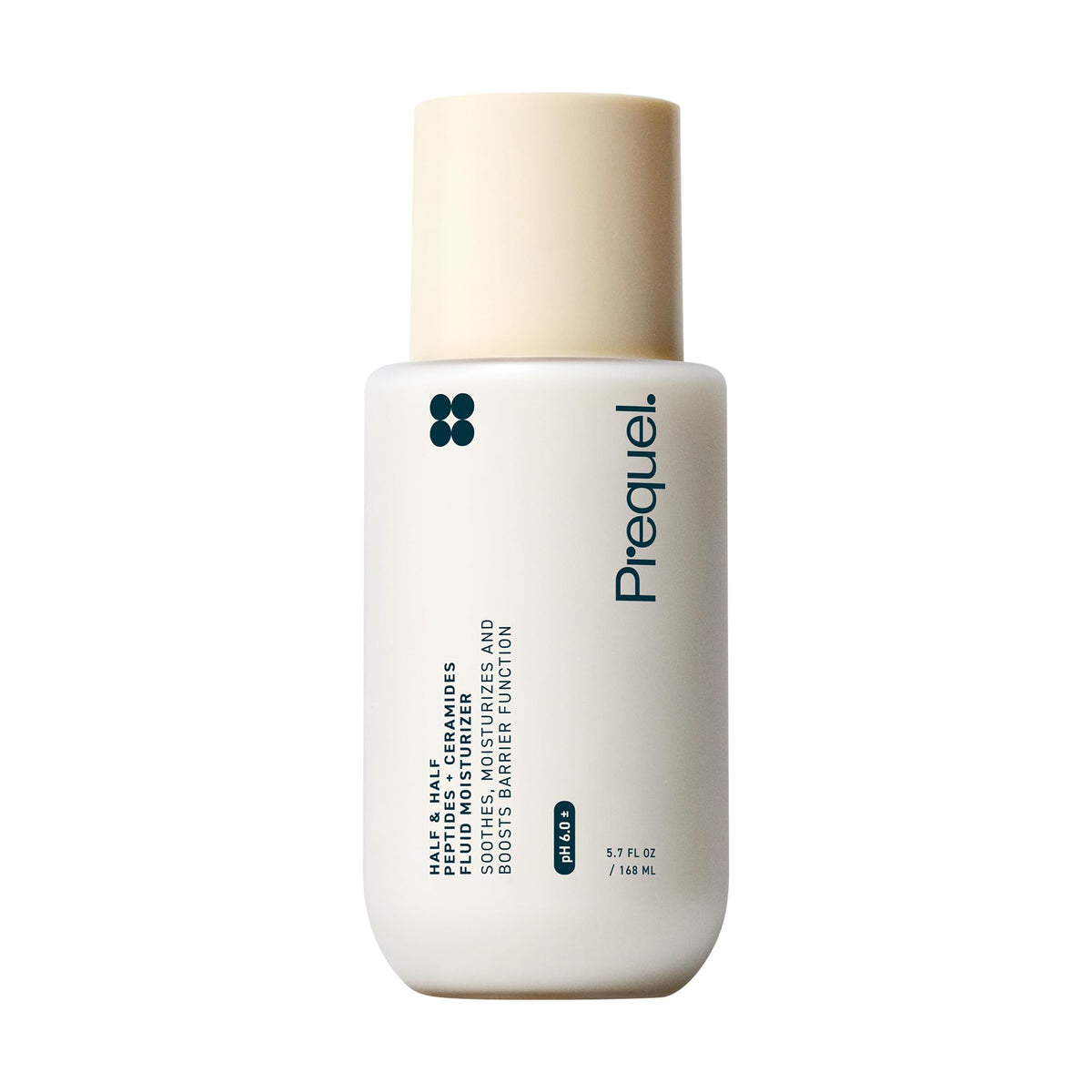 Prequel Skin Half and Half Fluid Moisturizer front view with bottle details