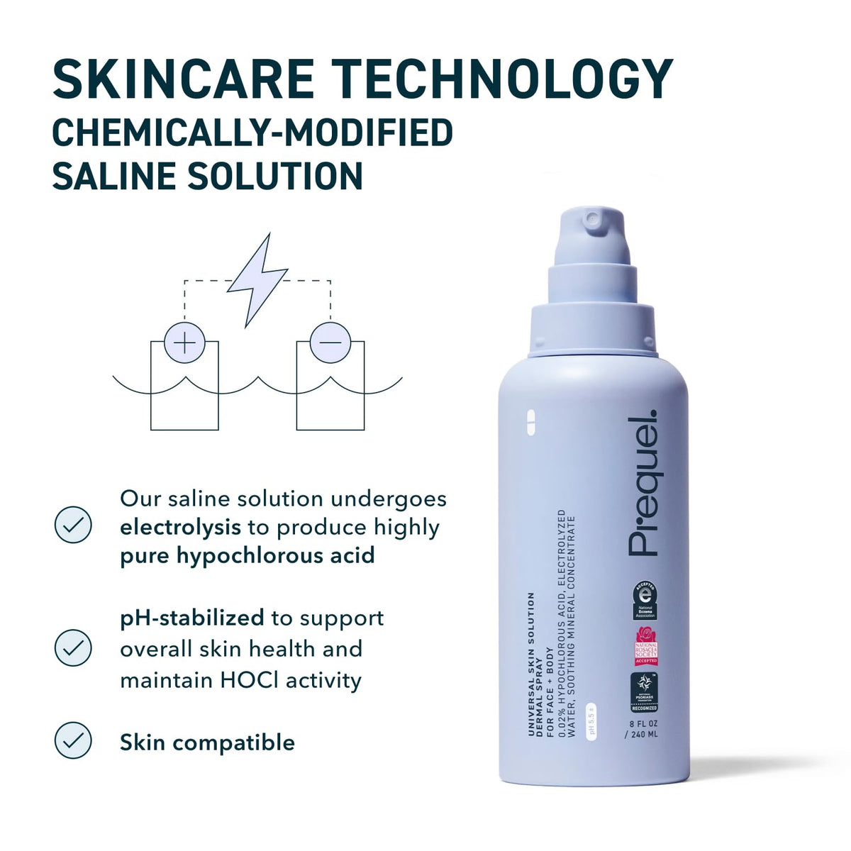 Prequel Skin Hypochlorous Acid Spray 8oz packaging