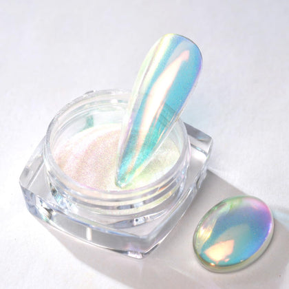 Pretty Diva 0.3g Mermaid Unicorn Chrome Nail Powder jar front view