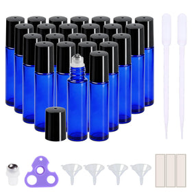 PrettyCare 10 ml blue glass roller bottle front view