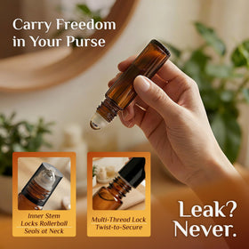 PrettyCare 10ml amber glass roller bottles for essential oils