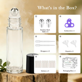 PrettyCare 10ml Essential Oil Roller Bottles with black caps