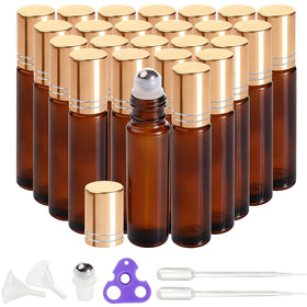 PrettyCare 24 pack of 10ml essential oil roller bottles front view