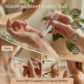 PrettyCare essential oil roller bottle with stainless steel roller ball