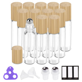 PrettyCare Essential Oil Roller Bottles 10ml clear glass front view