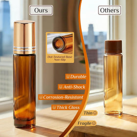 PrettyCare essential oil roller bottles in a travel bag