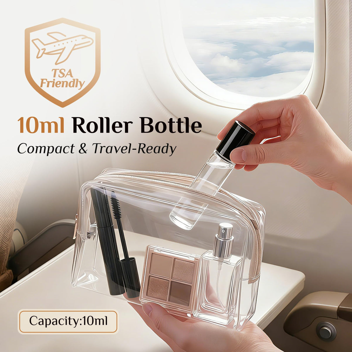 PrettyCare Essential Oil Roller Bottles packed for travel