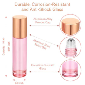 PrettyCare essential oil roller bottles with stainless steel roller balls