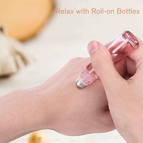 PrettyCare pink glass roller bottles for travel and storage