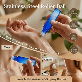 PrettyCare roller bottles displayed in a travel bag