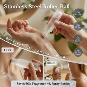PrettyCare roller bottles displayed on a countertop