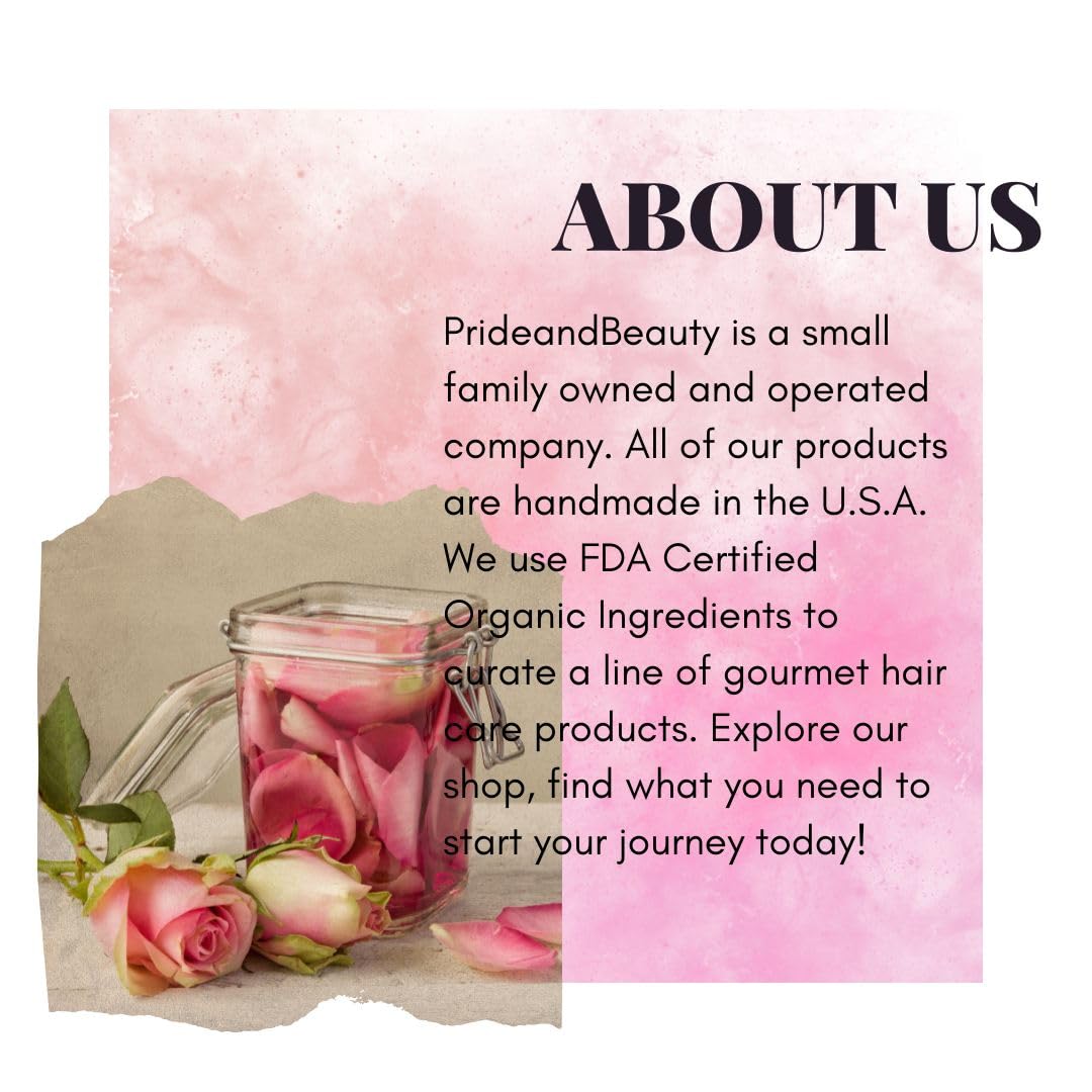 PRIDE AND BEAUTY HAIR + SKIN RESTORATION Rose Water & Peppermint Loc Spray with a floral background