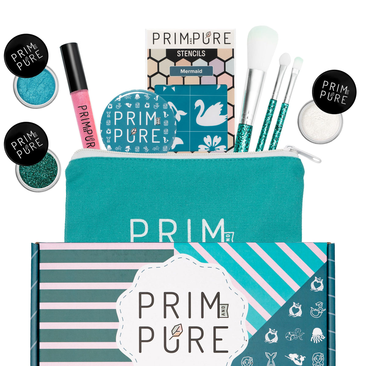Prim and Pure Kids Makeup Gift Set in Mermaid Blue with accessories