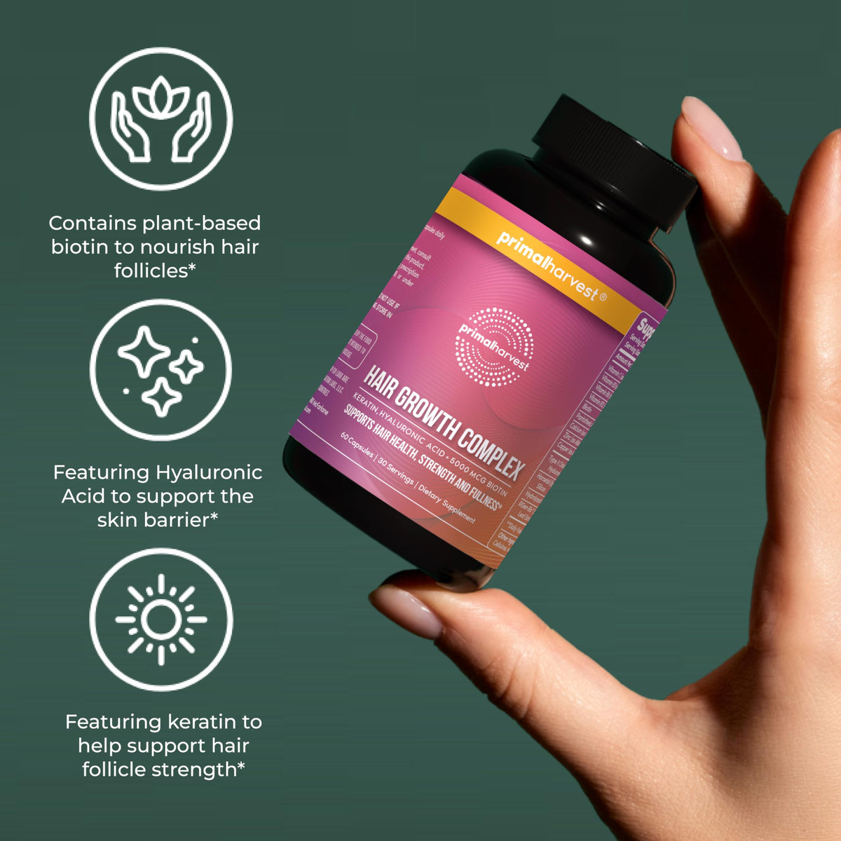 Primal Harvest Hair Growth Complex bottle side view