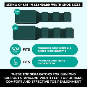 PRIMALSTEP Adjustable Toe Separators size comparison