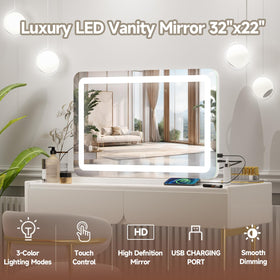 PRIMETEK Large LED Vanity Mirror in a well-lit vanity setup