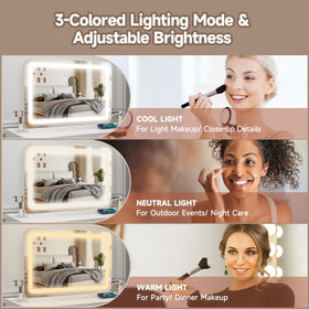 PRIMETEK Large LED Vanity Mirror showing 5X magnification