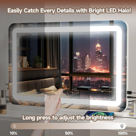 PRIMETEK Large LED Vanity Mirror with detachable tabletop stand