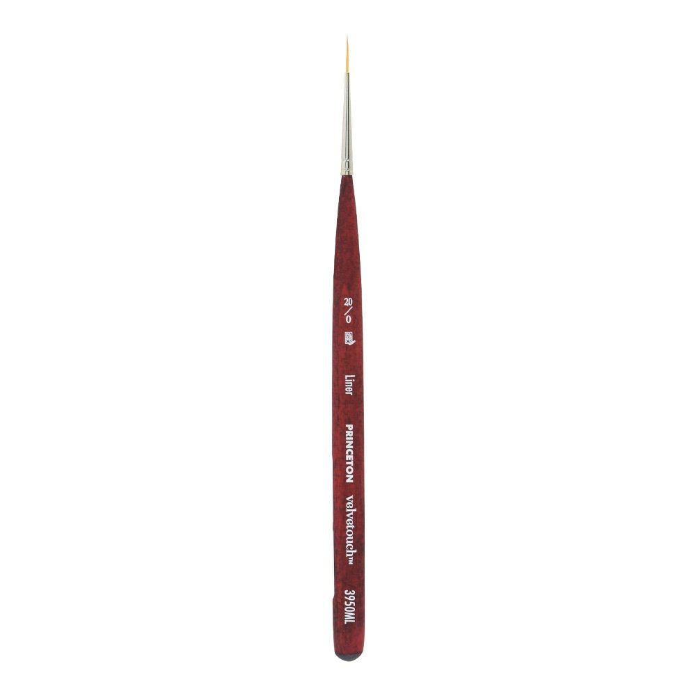 Princeton Velvetouch Mini Liner Brush front view with short handle