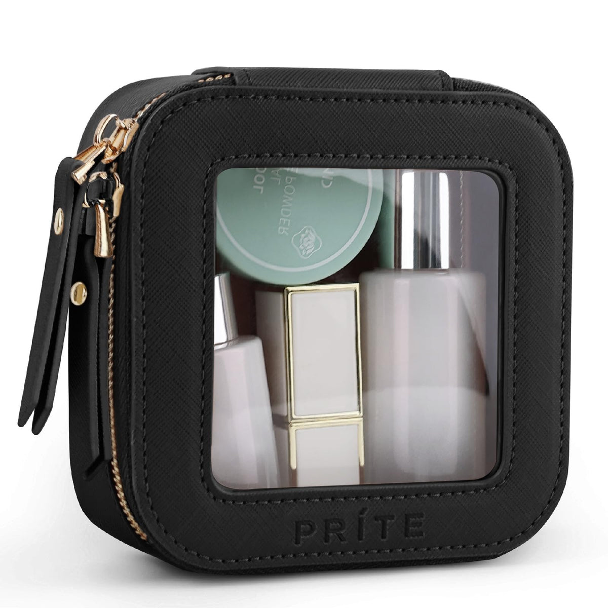 Prite Clear Makeup Bag front view showing transparent design