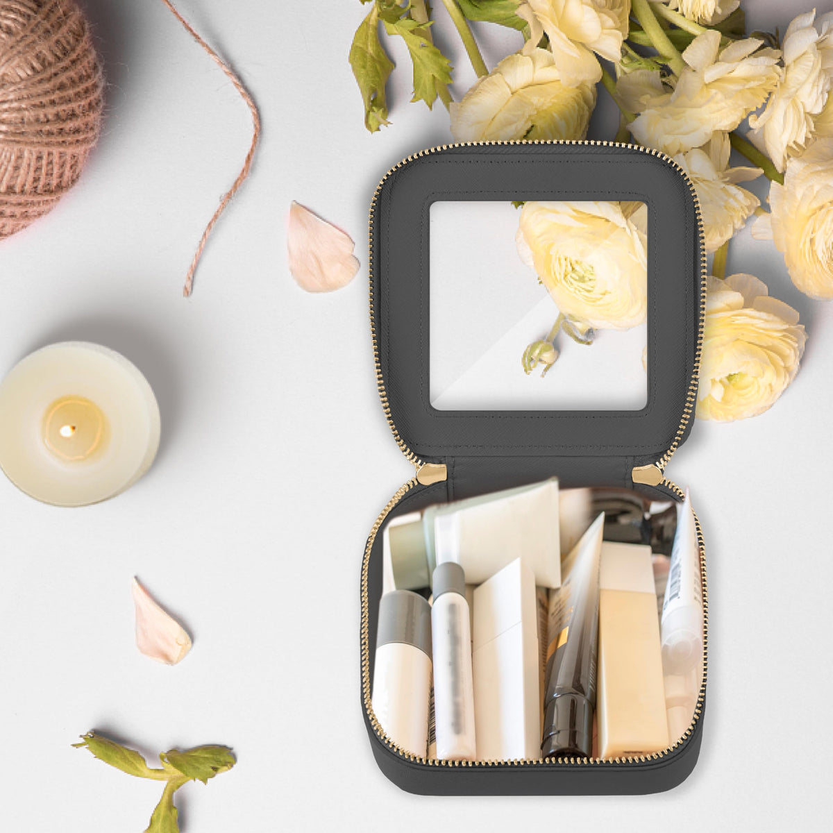 Prite Clear Makeup Bag in chic colour with polished hardware