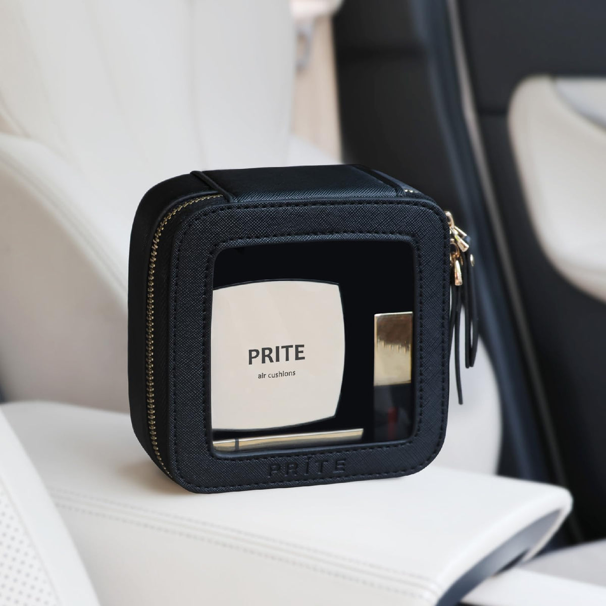 Prite Clear Makeup Bag lifestyle scene on a vanity