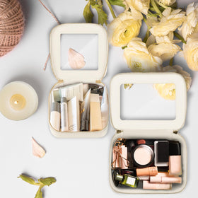 Prite Clear Makeup Bag Set with zippers close-up