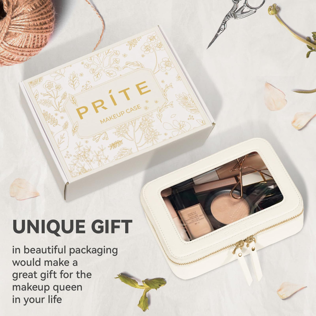Prite Clear Makeup Bag showcasing metal zipper close-up