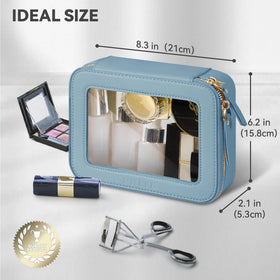 Prite Clear Makeup Bag side view showcasing zipper