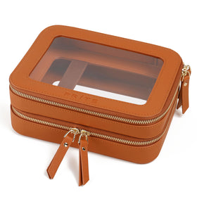 Prite Double Layer Clear Makeup Bag front view with elegant design