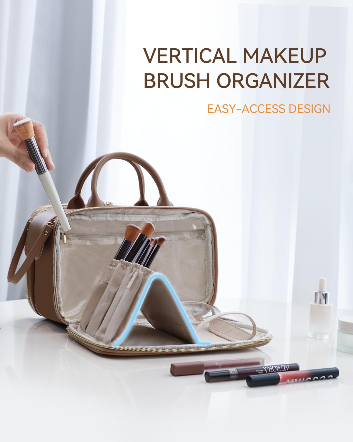 Prite Large Makeup Bag packed with beauty essentials