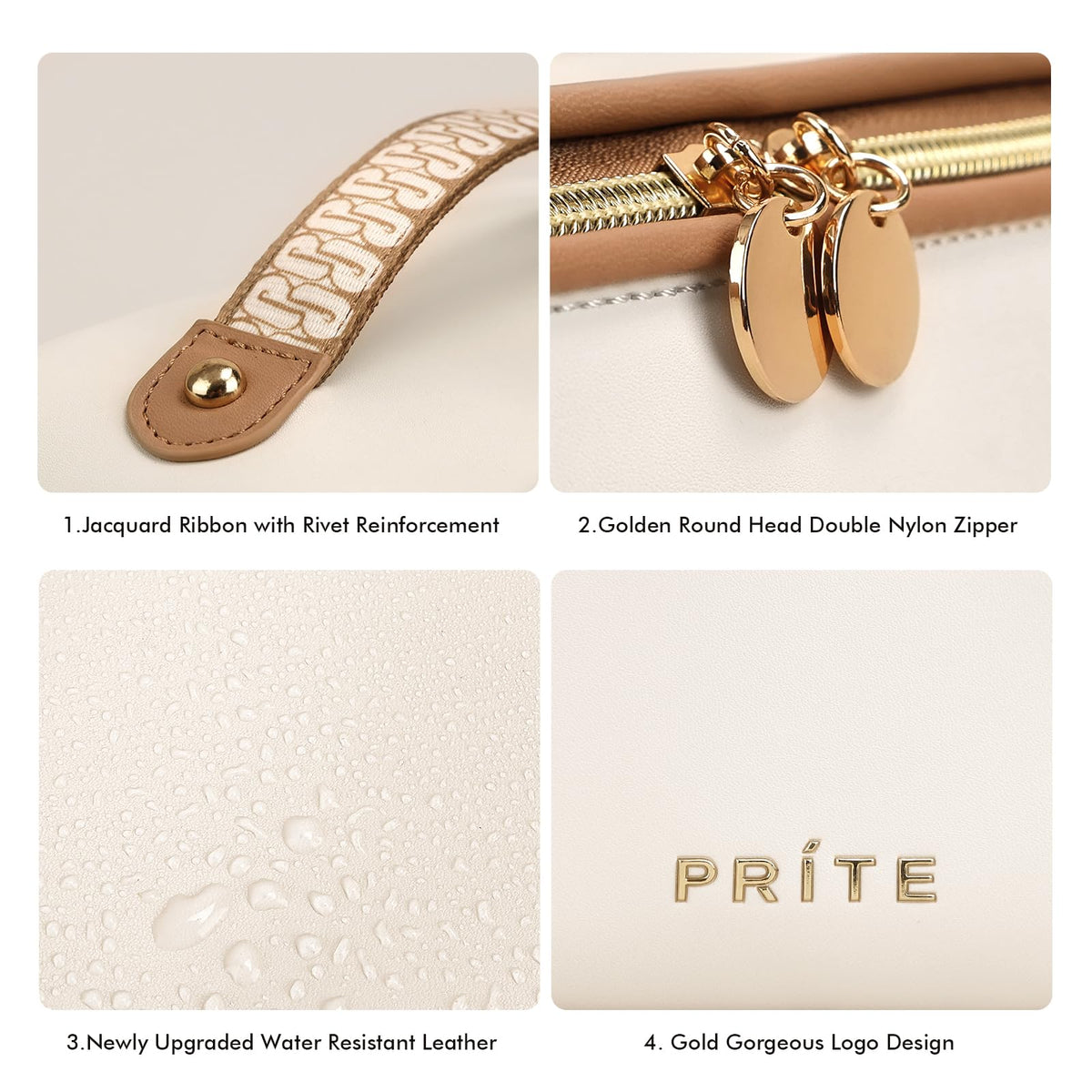 Prite Makeup Bag in stylish design on a bathroom counter