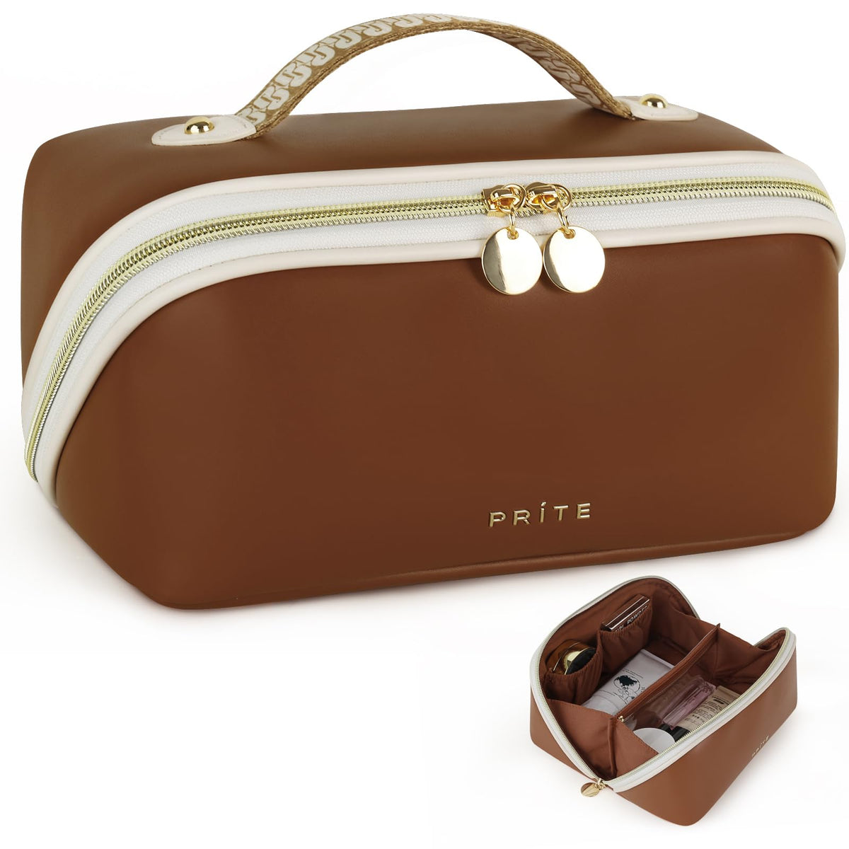 Prite Makeup Bag Medium size front view in pink