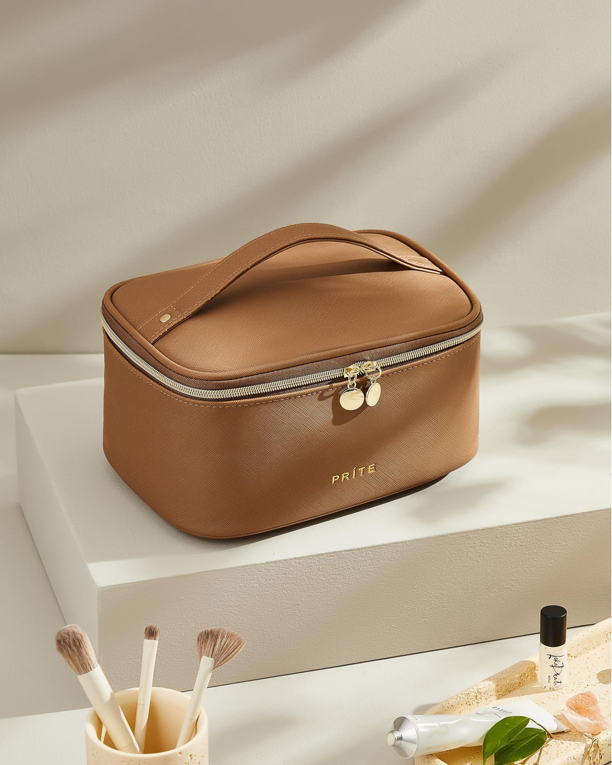 Prite Makeup Bag open showing spacious interior