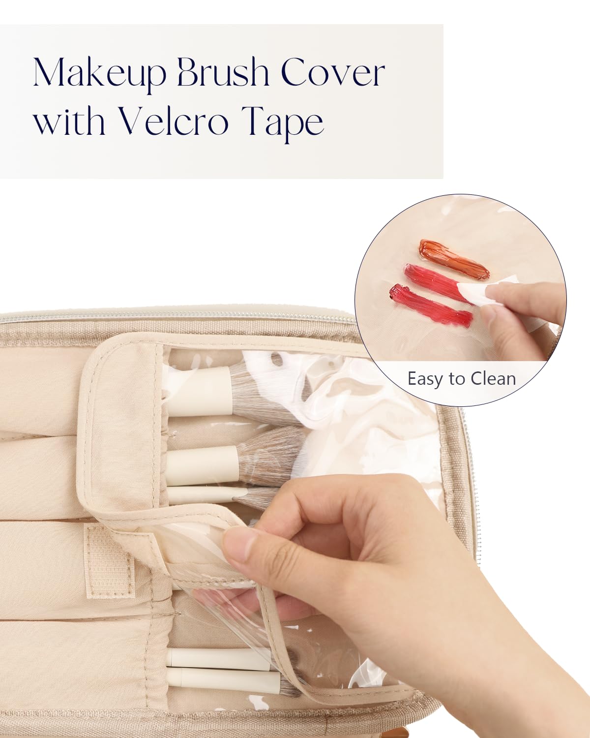 Prite Makeup Bag showing dedicated brush holder