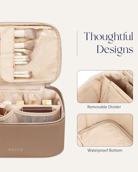 Prite Makeup Bag with adjustable dividers inside