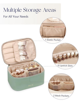 Prite Makeup Bag with dedicated brush holder and lipstick loops